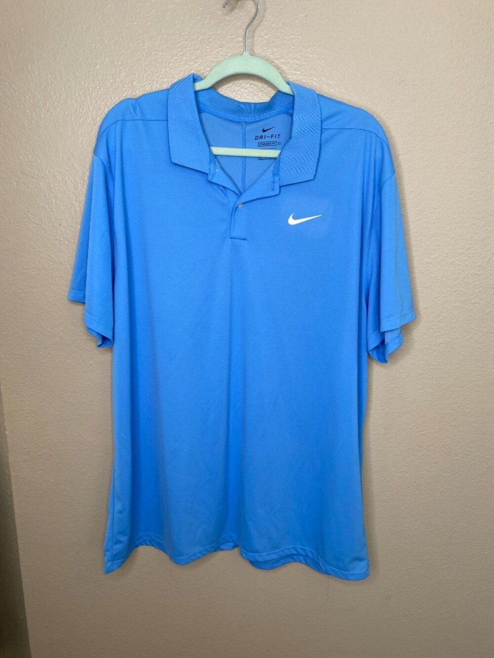 Nike Dri-Fit Mens Blue Polo Shirt XXL Standard Fit Recycled Polyester collared